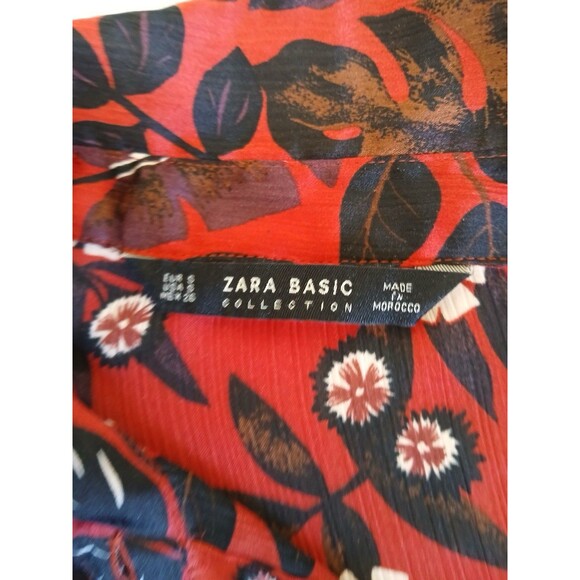 ZARA Basic Women's Floral Chiffon Long Sleeve Button Up Shirt S Multicolor Relax - Picture 14 of 14